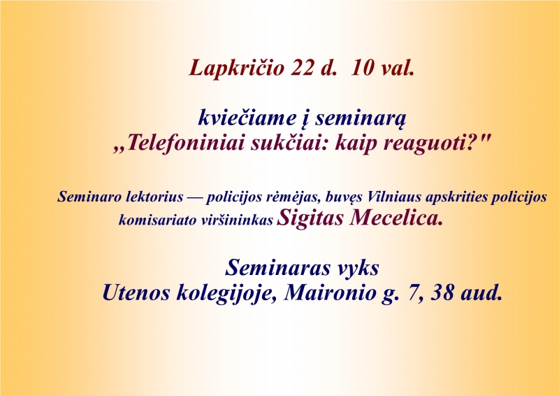 Seminaras ,,Telefoniniai sukčiai: kaip reaguoti?"