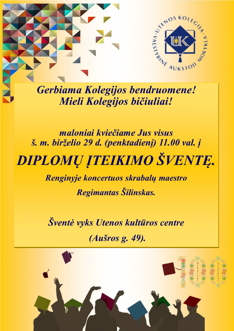 Informacija apie Diplomų įteikimo šventę.
