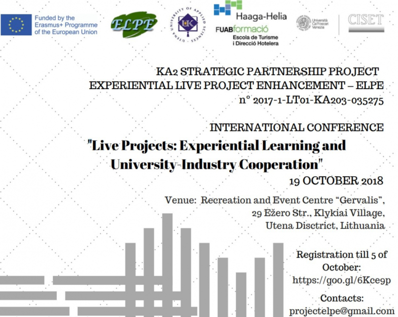 Tarptautinė konferencija „Gyvieji projektai: patirtinis mokymasis ir mokslo ir verslo bendradarbiavimas“. 